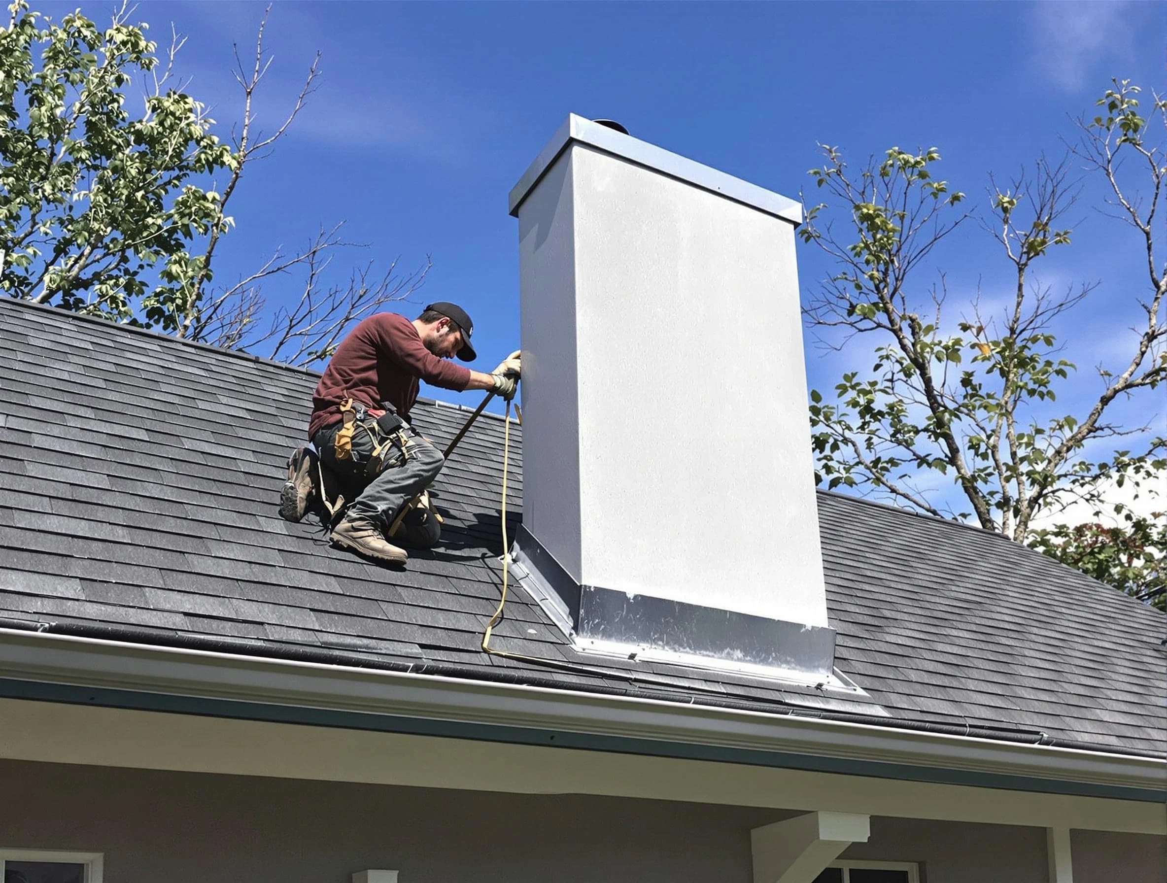 Tolleson Chimney Sweep team member finishing chimney construction in Tolleson, AZ