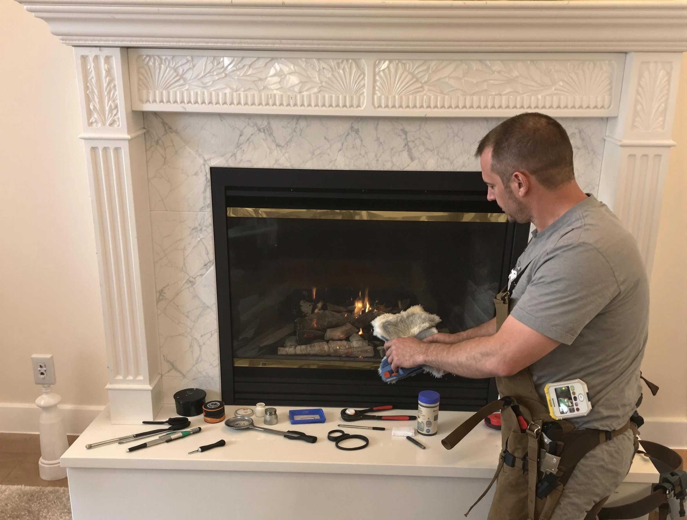 Tolleson Chimney Sweep performing fireplace maintenance in Tolleson, AZ