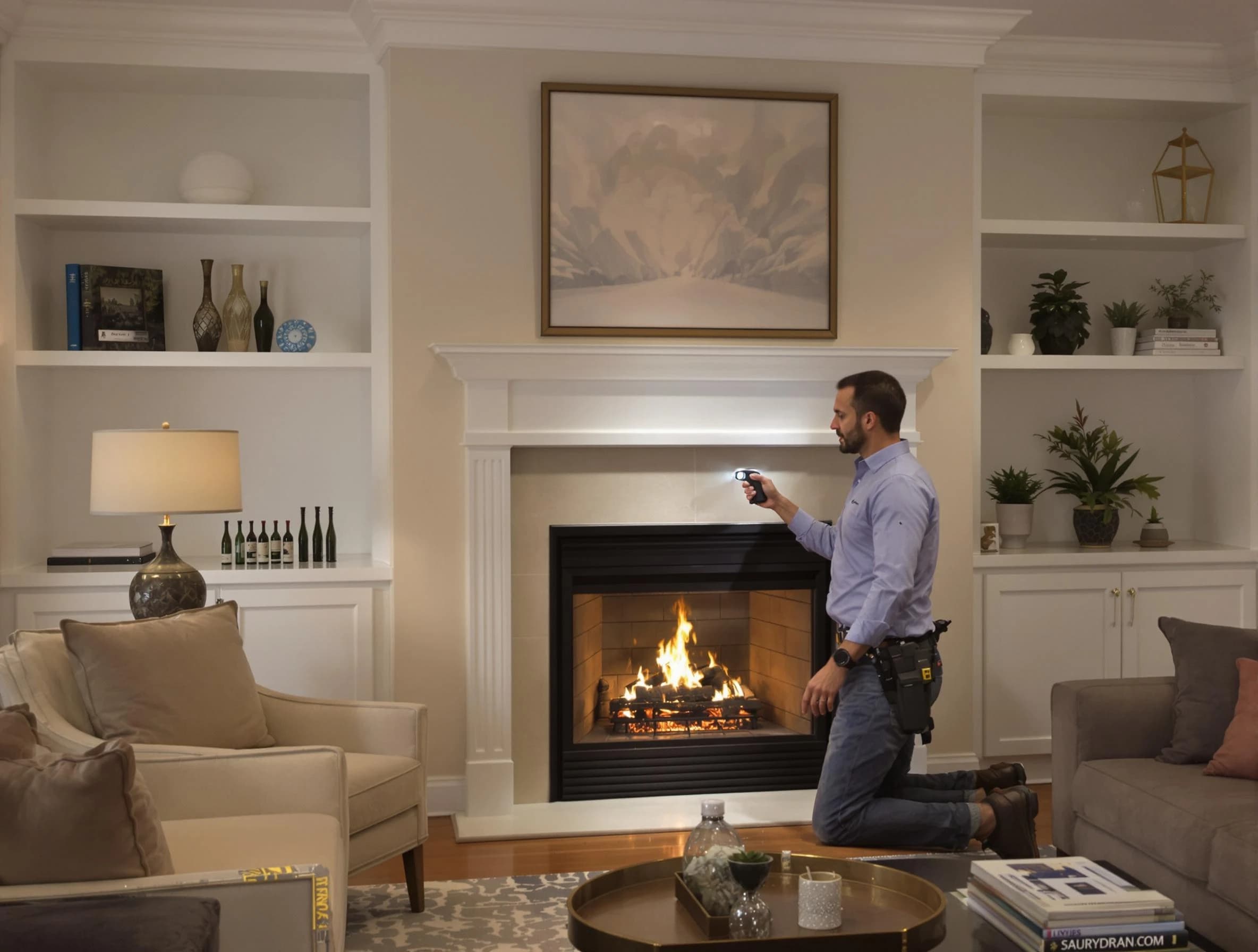 Tolleson Chimney Sweep conducting a fireplace safety inspection in Tolleson, AZ