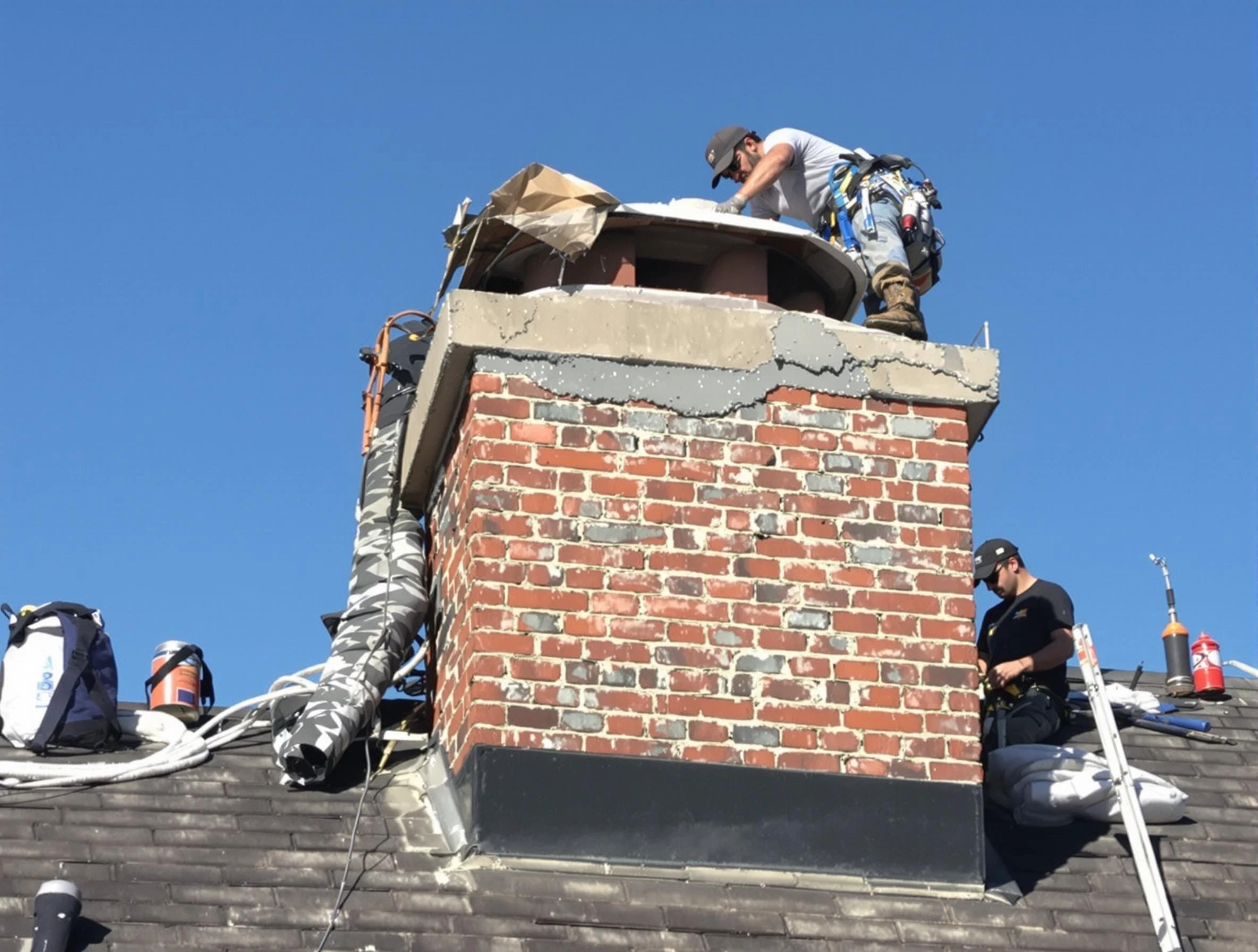 Tolleson Chimney Sweep installing a custom chimney crown in Tolleson, AZ