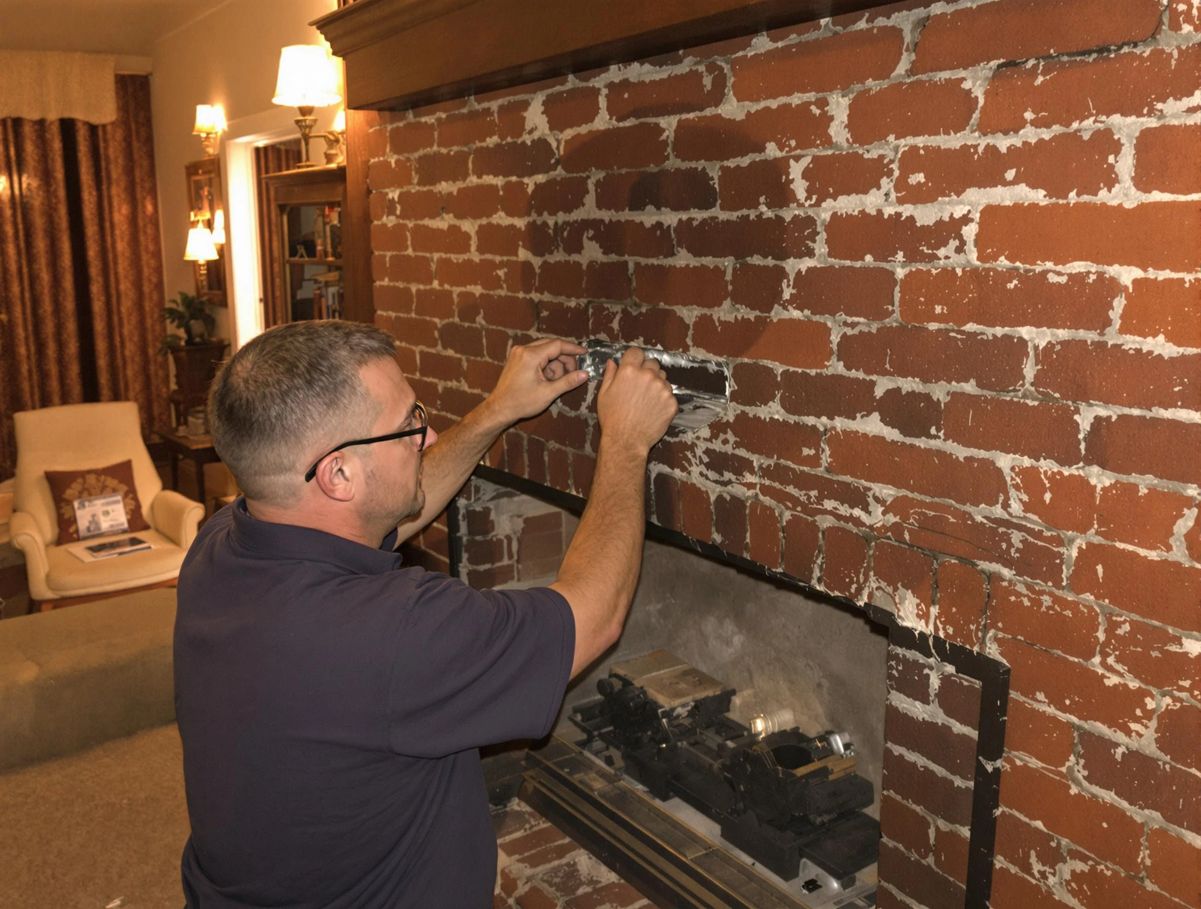Tolleson Chimney Sweep expert fixing a fireplace in Tolleson, AZ
